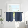 PONY DANCE Short Length Curtains for Kitchen, Small Drapes Tiers for Bathroom, Room Darkening Curtains for Bedroom, Wide 29 x Long 24 inches per Panel, Blue Haze, Set of 2