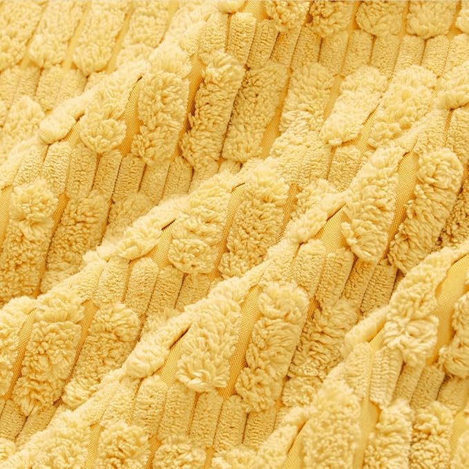 Fancy Homi 4 Packs Yellow Decorative Throw Pillow Covers 22x22 Inch for Living Room Couch Bed Sofa, Rustic Farmhouse Boho Home Decor, Soft Striped Corduroy Square Cushion Case 55x55 cm