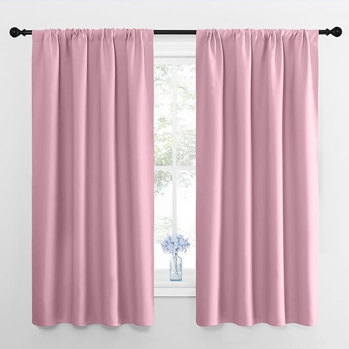 NICETOWN RV Blackout Curtains for Camper Windows, Rouge Pink, 29" Wide by 50" Long, 2 PCs, Short Blackout Curtains & Drapes, Thermal Insulated Blackout Curtain Panels for Kids Room, Play Room