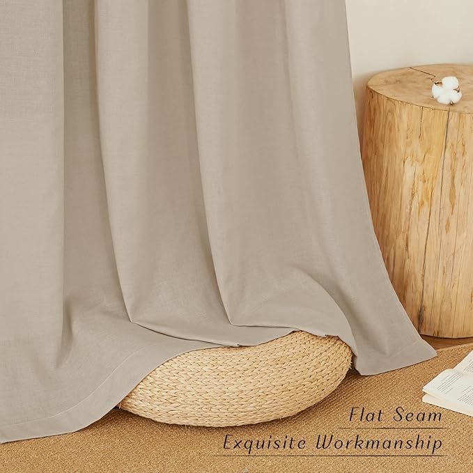 NICETOWN Taupe Linen Kitchen Window Curtains Over Sink, Grommet Thick Linen Taupe Short Window Treatments Privacy Assured with Light Filtering for Bedroom/Bathroom, W34 x L36, 2 Panels