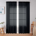 Simplebrand Black Sheer Curtains 90 Inches Long, Light Filtering Rod Pocket Solid Color Window Sheer Curtain Panels, Elegant Curtains & Drapes for Living Room, Bedroom 2 Panels (Black, 59" W x 90" L)