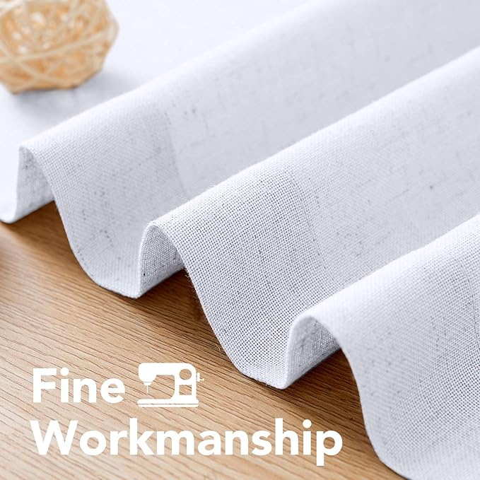 H.VERSAILTEX Living Room Linen Curtains Home Decorative Grommet Curtains Privacy Added Energy Saving Light Filtering Window Treatments Draperies for Bedroom, Bright White, 2 Panels, 52 x 96 - Inch
