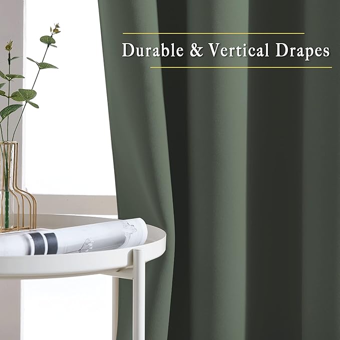 NICETOWN Room Darkening Curtains for Nursery, Grommet Thermal Insulated Light Blocking Window Treatments Sound Reducing for Bedroom, W37 x L72, 2 Panels, Dark Mallard
