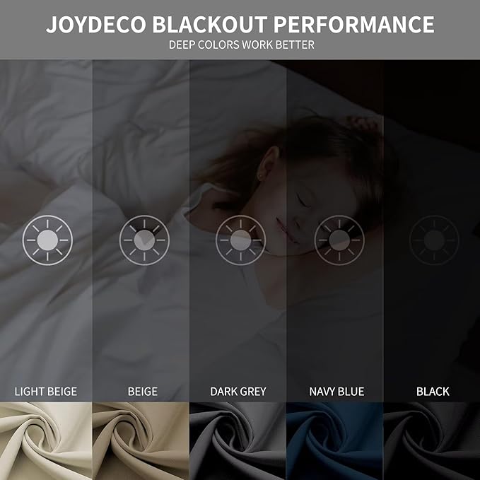 Joydeco Blackout Curtains 54 Inch Length 2 Panels Set, Thermal Insulated Long Curtains& Drapes 2 Burg, Room Darkening Grommet Drapes for Living Room Bedroom Window (W52 x L54 Inch, Brown)