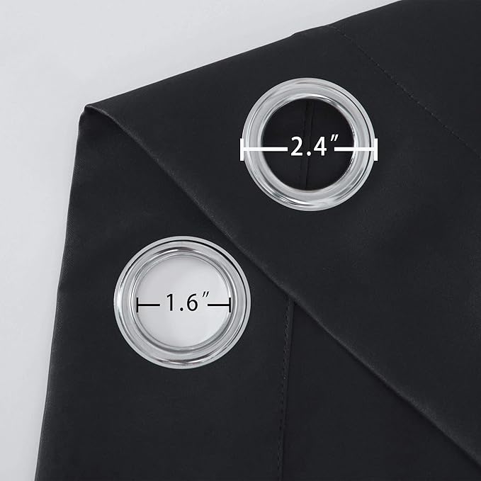 LEMOMO Black Thermal Blackout Curtains/52 x 45 Inch/Set of 2 Panels Room Darkening Curtains