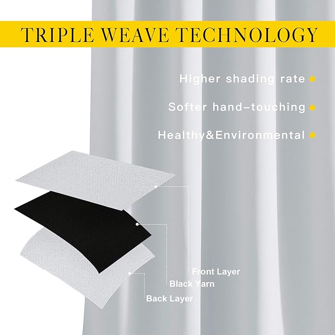 NICETOWN Room Darkening Curtains for Living Room - Easy Care Solid Thermal Insulated Grommet Curtains/Drapes for Bedroom (2 Panels, 66 by 90, Greyish White)