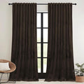 RYB HOME Brown Blackout Curtains 84 inches Long Velvet, Room Darkening Thermal Insulated Drapes with Hook Belt for Bedroom Home Theater, W 52 x L 84 inches, 2 Panels Set