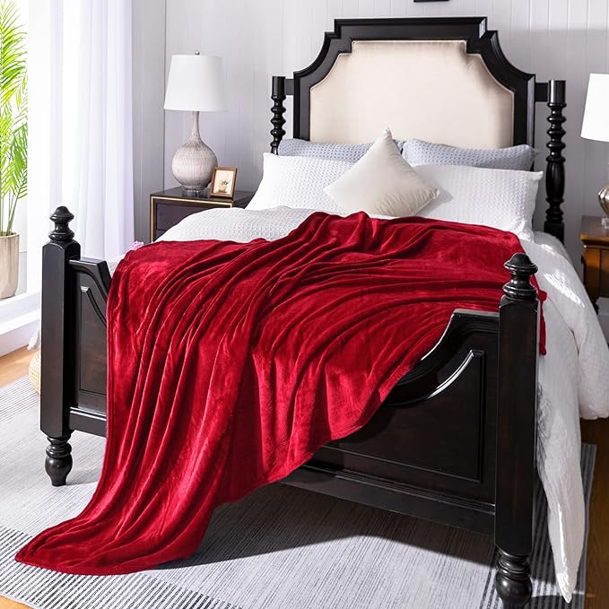 JIAHANNHA Red Throw Blanket Fleece Blanket Throw Size(50 by 70 Inches),Super Soft Cozy Plush Blanket for Couch Sofa Bed,Lightweight Warm Bed Blankets for Adults,All Season