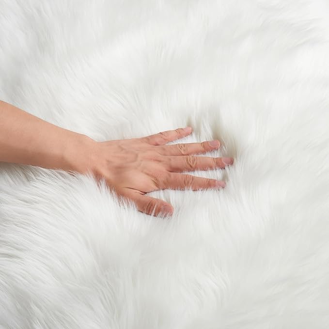 EasyJoy Ultra Soft Fluffy Rugs Faux Fur Rug Chair Cover Seat Pad Fuzzy Area Rug (White, 2x6 ft Rectangle)