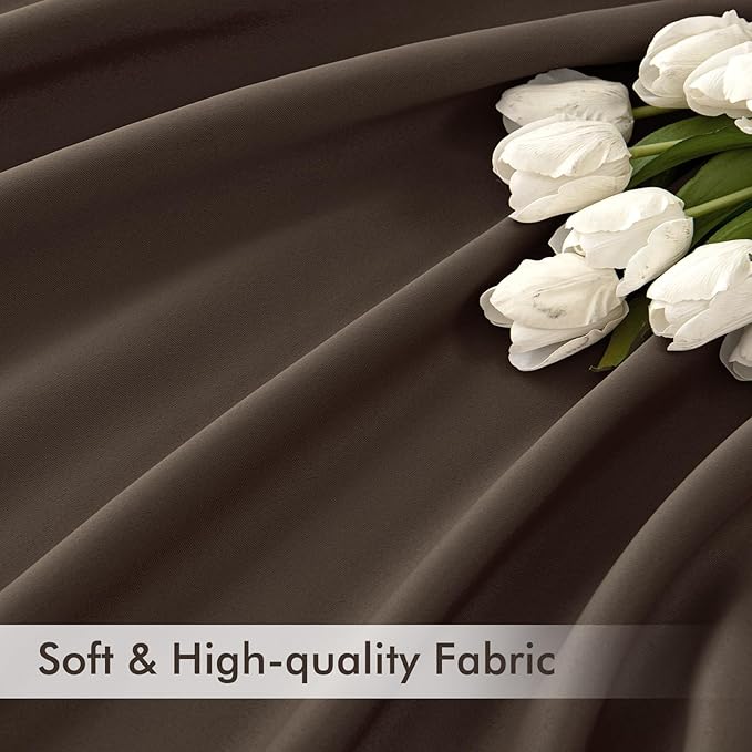 MIULEE Chocolate Brown Back Tab Blackout Curtain 96 Inch Long 2 Panels Set for Bedroom, Rod Pocket/Pinch Pleat Thermal Insulated Living Room Darkening Pleated Light Blocking Floor to Ceiling Drape