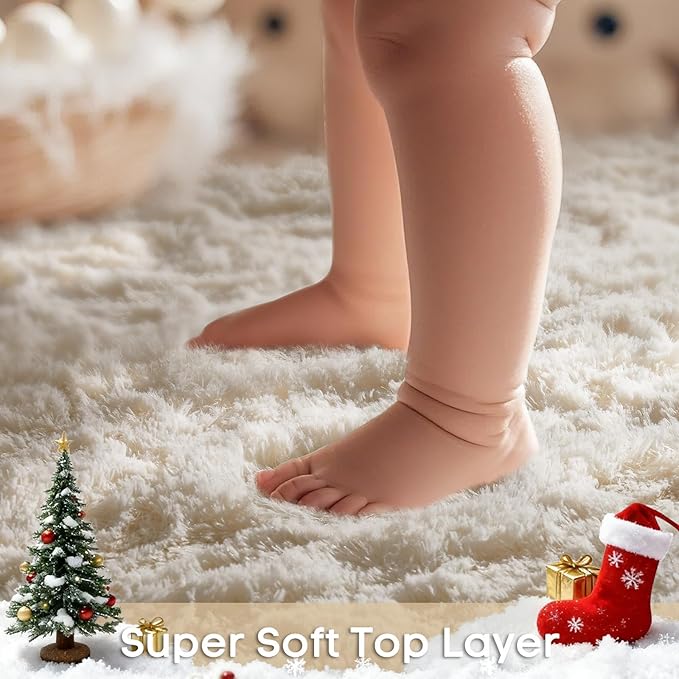 Ophanie 7x9 Area Rugs, Upgrade Non-Slip Fluffy Soft Rugs for Living Room, Large Shag Ivory Fuzzy Plush Rug, Shaggy Big Carpets for Bedroom, Kids Boys Girls Dorm Nursery Home Decor Aesthetic