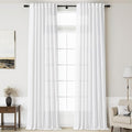 Nanspring White Linen Curtains 127 Inches Long 2 Panels Set for Living Room Extra Long Back Tab Curtains Farmhouse Semi Sheer Light Filtering Linen Drapes Ceiling to Floor for Large Window 52x127