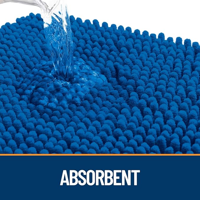 OLANLY Dog Door Mat for Muddy Paws 70x24, Absorbs Moisture and Dirt, Absorbent Non-Slip Washable Doormat, Quick Dry Chenille Mud Mat, Entry Indoor Entryway Carpet for Inside Floor, Deep Navy Blue