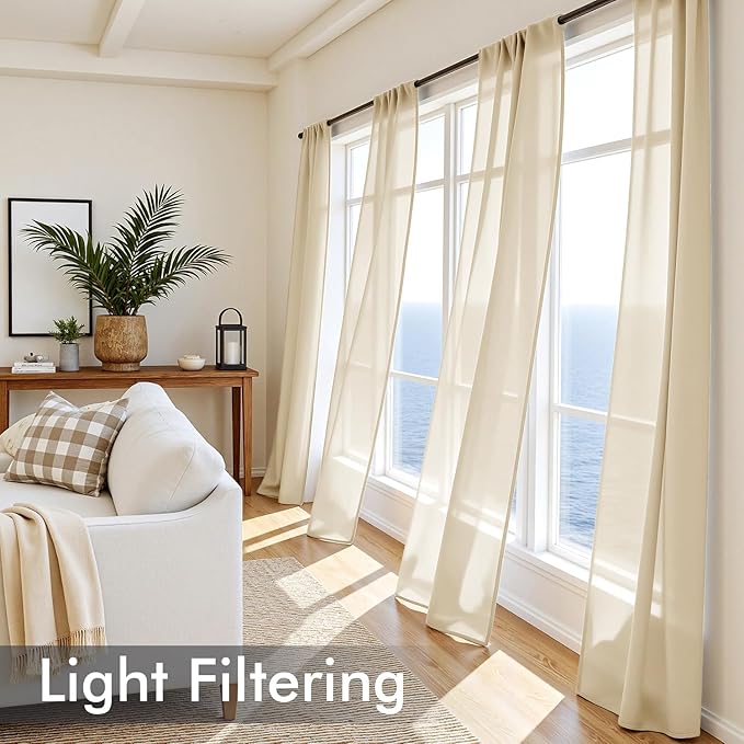 MIULEE Cream Sheer Curtains 72 Inches Long, 4 Panels Set, Light Filtering Rod Pocket Voile Drapes for Living Room and Bedroom, Airy Soft Fabric Window Treatments, 42 x 72 Inches