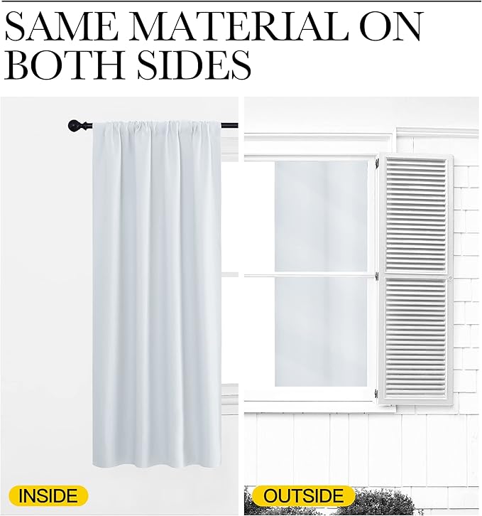 NICETOWN Greyish White Bedroom Curtain Panels - Multi-Function Noise Reducing Performance Window Treatment Thermal Insulated Room Darkening Drapes for Nursery (2 Panels, 52 in x 95 in (W x L))