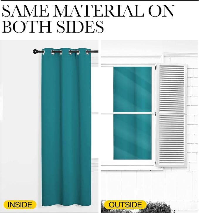 NICETOWN Room Darkening Curtains 108 inch Length 2 Panels, Peacock Teal, 2 Pieces, W55, Thermal Insulated Grommet Blackout Curtains for Modern Casual Elegant Bedroom Kids Room Theme Decoration