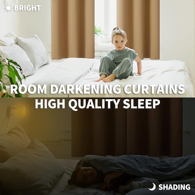 BGment Blackout Curtains for Living Room - Grommet Thermal Insulated Room Darkening Curtains for Bedroom, 2 Panels of 42 x 72 Inch, Khaki