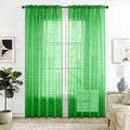 SpaceDresser Check Sheer Curtains 84 Inches 2 Panels Set, Rod Pocket Plaid Window Curtain for Living Room, Green Semi Sheer Drapes for Kitchen Bedroom Children Room Yard（Green, 52W x 84L）