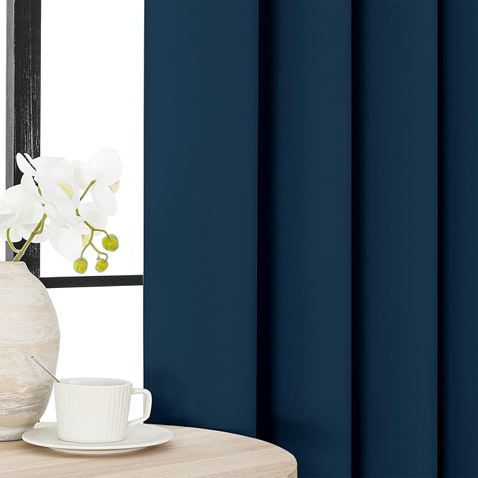 Joydeco Blackout Curtains 108 Inches Long 2 Panels Set, Thermal Insulated Long Curtains& Drapes 2 Burg, Room Darkening Drapes for Bedroom Living Room Window (Navy Blue, W37 x L108 Inch)