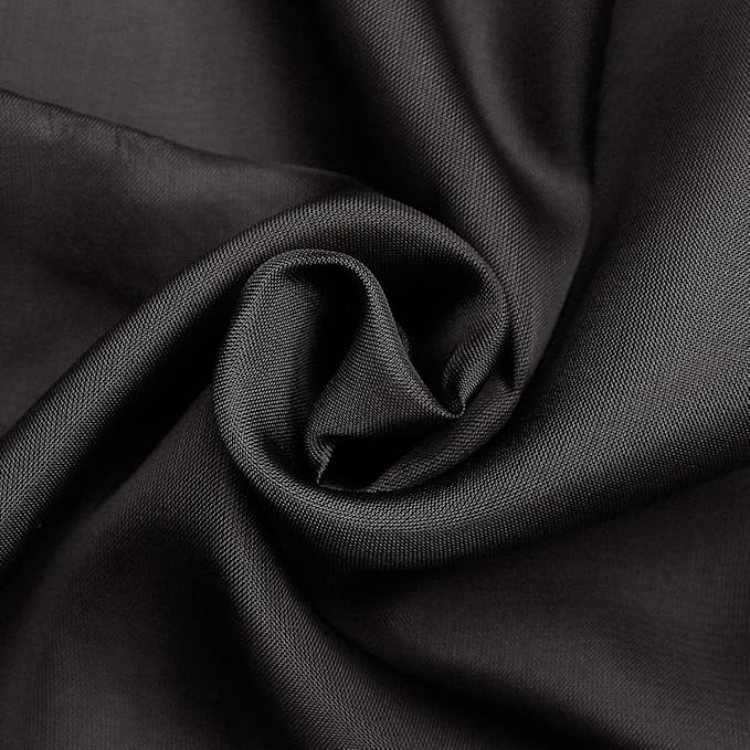SpaceDresser Sheer Voile Window Treatment Rod Pocket Curtain Panels for Kitchen Bedroom Living Room Drapes Sunlight Filtering Privacy Semi Home Decor Assorted (Black, 52 W x 45 L)