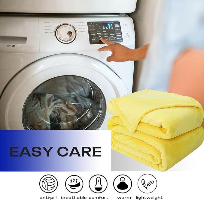 JIAHANNHA Fleece Blanket King Size Yellow 108 by 90 Inches Throw Blankets for Bed Sofa Couch 280GSM,Super Soft Cozy and Luxury Bed Blanket for All Season