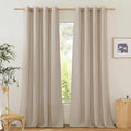 NICETOWN Privacy Light Filtering Linen Curtains & Drapes, Grommet Privacy Added Thick Flax Not See Through Retro Window Treatments for Bedroom/Living Room, Taupe, W55 x L84, 2 Panels