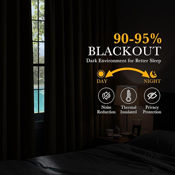 PONY DANCE Blackout Curtains for Bedroom - 72 Inches Length Thermal Insulated & Privacy Rod Pocket Curtain Drapes for Kitchen Home Decoration, 52 W x 72 L, Navy Blue, 2 Pieces