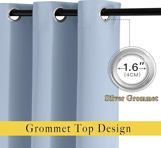 NICETOWN Room Darkening Curtain Panels - Home Fashion Ring Top Thermal Insulated Room Darkening Curtains for Bedroom/Living Room (2 Panels, 80" Wide by 95" Long, Vintage Blue)