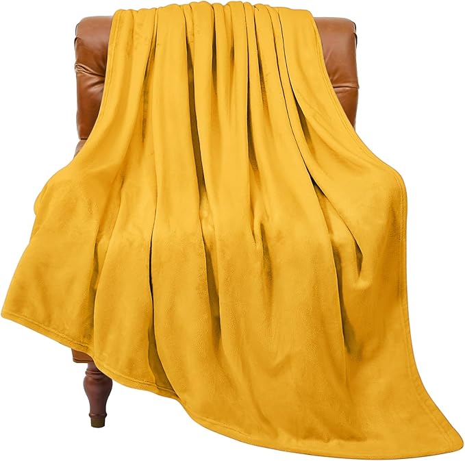 BEDELITE Fleece Blanket Twin Size Yellow Throw Blanket for Couch & Bed, Luxury Plush Cozy Fuzzy Blanket 60x80 inches, Super Soft Warm Lightweight Throw Blanket for Travel Camping