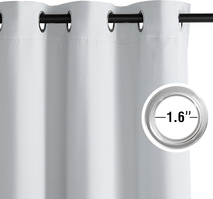 NICETOWN Room Darkening Draperies Curtains Panels, 2 Panels Greyish White W52 x L102