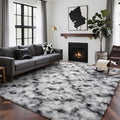 8x10 Ft Extra Large Shag Rugs for Living Room, Tie Dyed Ultra Soft Fluffy Furry Area Rugs for Bedroom Indoor Floor, Aesthetic Carpet for Kids Home Decor Black White