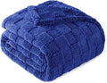 Exclusivo Mezcla Twin Size Flannel Fleece Blanket, Super Soft and Warm Lightweight Checkered Pattern Blankets for All Seasons, 60x80 Inches, Cobalt Blue