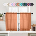 Orange Sheer Curtains Tier 30 Inches Length 2 Panels Set, Light Filtering Lightweight Soft Window Treatments Drapes, Cute Elegant Cafe Curtains for Nursery, Dual Rod Pocket, 2x42Wx30L Inches