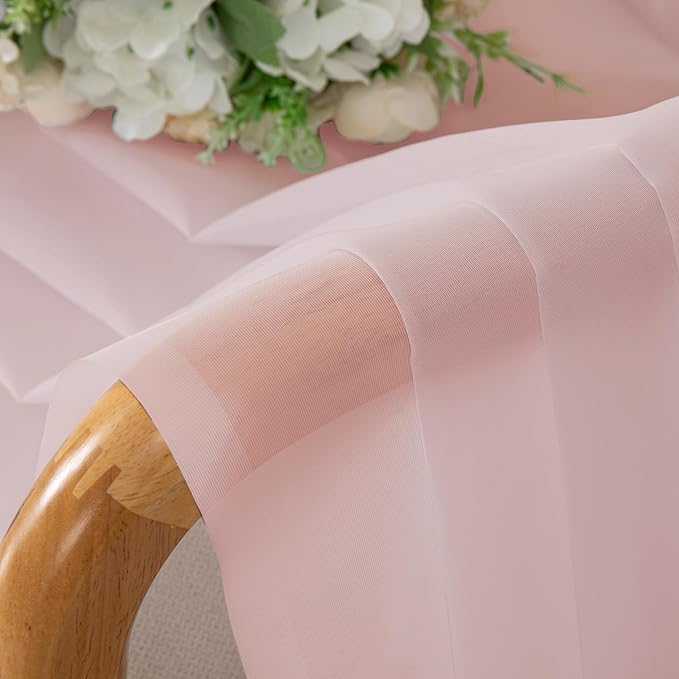 OWEINE Sheer Curtains 84 Inches Long 2 Panels Set, Rod Pocket Fimly Voile Solid Blush Window Curtain Panels for Living Room Bedroom, Soft Voile Sheer Curtains & Drapes, Total 84 Inches Width