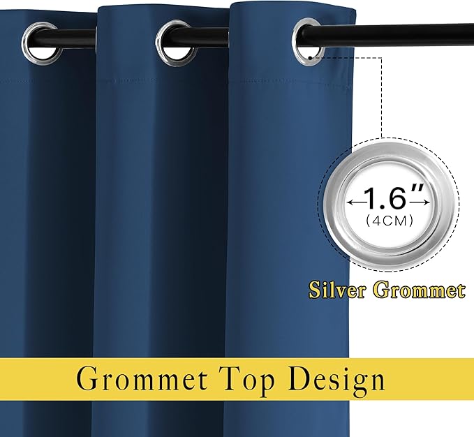 NICETOWN Moroccan Blue 102 inch Curtains, Grommet Thermal Insulated Window Treatments Room Darkening Drape Room Divider for Living Room/Bedroom, W66 x L102, 2 Panels