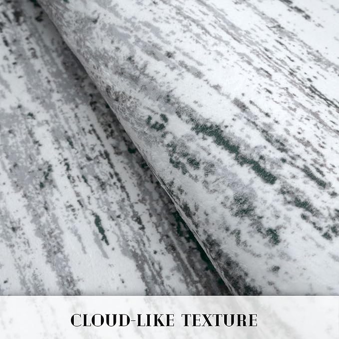 Lansny Modern Abstract Runner Rug 2x6, Black Grey White Washable Kitchen Runner Non-Slip Soft Hallway Rug Runner Thin Print Faux Wool Carpet for Entryway Bedroom Laundry Room Indoor Home Decor