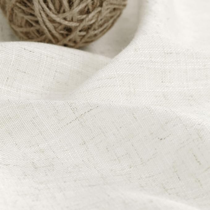 Linen Sheer Curtains 108 Inches Long Back Tab Rod Pocket 2 Panels Cream Semi Sheer Extra Long Curtains Light Filtering Modern Boho Drapes for Living Room Luxury Floor Length Curtain 9Ft 40x108