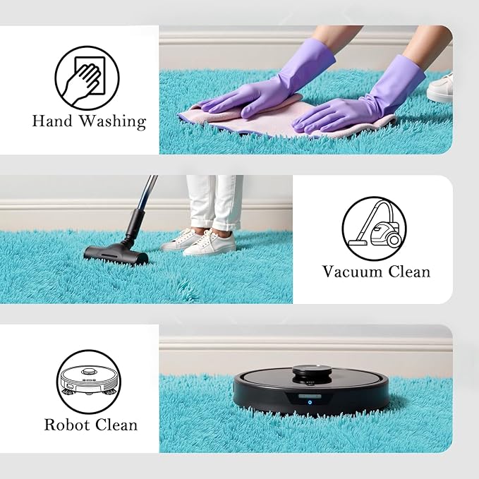 3x5 Rug, Bedside Preppy Dorm Area Rug, College Essentials Small Carpets for Bedroom, Anti Slip Living Room Rugs Home Decor (Teal Blue, 3 x 5)