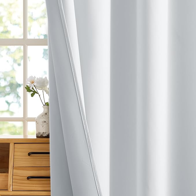 RYB HOME White 100% Blackout Curtains, Short Thermal Insulated Heat & UV Blocking Total Room Darkening Privacy Drapes for Small Window, Width 42 by Length 45, White, 2 Panels