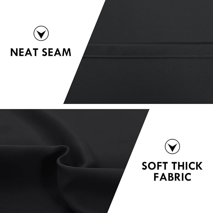 DWCN Black Blackout Curtains for Bedroom –Rod Pocket Thermal Insulated Room Darkening Drapes for Living Room, W 42 x L 54 Inch, 2 Panels