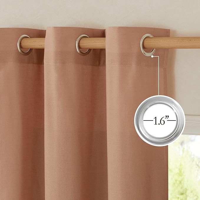 NICETOWN Linen Curtains for Windows 90 inch Long, Grommet Semi Sheer Vertical Drapes Privacy Added with Light Filtering for Doorway/Living Room, Terracotta, W42 x L90, 2 Pieces