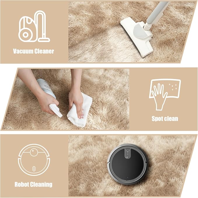 Shag Area Rug for Bedroom 3x5,Fluffy Area Rugs for Living Room,Soft Fuzzy Rug Non-Shedding Indoor Plush Carpet for Kids Bedroom Nursery Dorm Home Decor,Tie-Dyed Beige