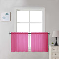 Chyhomenyc Sheer Hot Pink Tier Curtains 24 Inch Length Set, Small Window Kitchen Curtains for Bathroom Living Room Basement, Farmhouse Short Voile Curtain 42Wx24L, Rod Pocket, 2 PCS