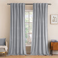 MIULEE Greyish White Velvet Curtains 96 inches 2 Panels - Luxury Blackout Curtains for Bedroom Living Room Thermal Insulated Super Soft Window Drapes Rod Pocket & Back Tab, W52 x L96 inches