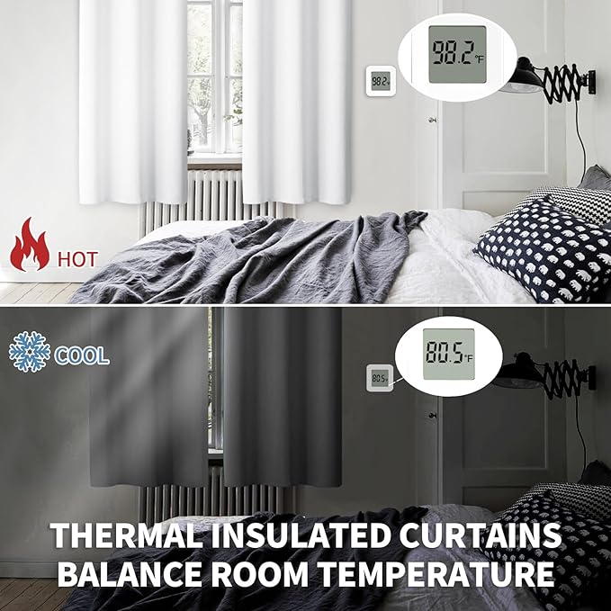 BGment Room Darkening Curtains 45 Inches Long - Grommet Thermal Insulated Drapes Window Treatment Curtains for Bedroom, 2 Panels, 52 x 45 Inch, Pure White