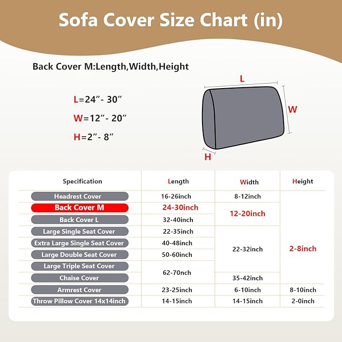 Couch Cushion Covers for Sofa Couch Covers Wear-Resistant Universal Sofa Cover Washable Stretch for Sectional Slipcovers (Texture-Cream White,Back Cover M)