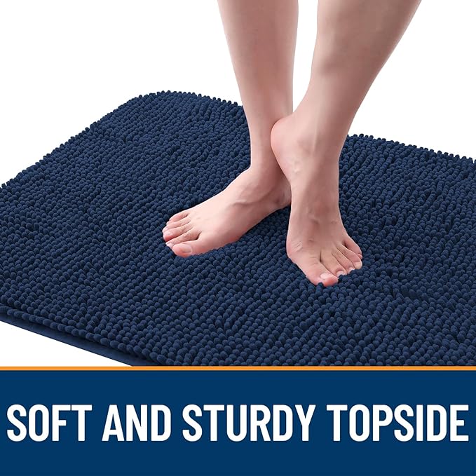 OLANLY Dog Door Mat for Muddy Paws 70x32, Absorbs Moisture and Dirt, Absorbent Non-Slip Washable Doormat, Quick Dry Chenille Mud Mat for Dogs, Entry Indoor Entryway Carpet for Inside Floor, Dark Blue