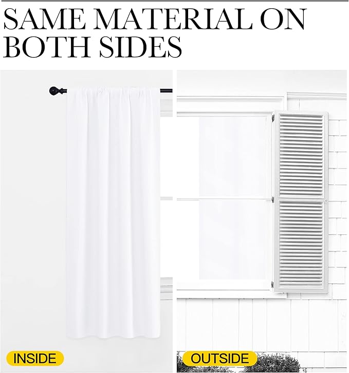 NICETOWN RV Curtains for Camper Windows, White Curtains for Kitchen, Home Decoration Light Filtering Drapes for Small Window (42 inches Wide by 36 inches Long, 1 Pair)