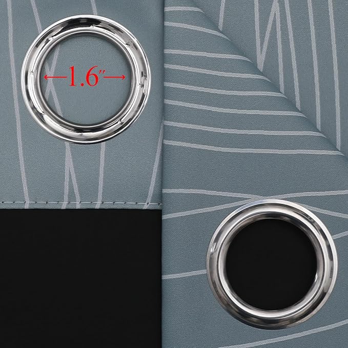 Estelar Textiler Stone Blue and Greyish White Blackout Curtains 63 Inch Length 2 Panels Set, Room Darkening Grommet Ombre Curtains for Bedroom, Thermal Insulated Light Blocking Gradient Drapes,52Wx63L