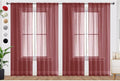 SpaceDresser Burgundy Sheer Curtains 4 Panels Rod Pocket Semi-Sheer Curtain 84 Inches Long Light Filtering Voile Window Drapes for Bedroom Living Room Kitchen, Each 52W x 84L